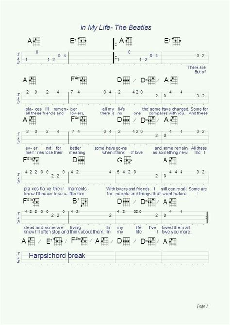 Guitar Tabs for Beatles Songs in Various Styles and Colors