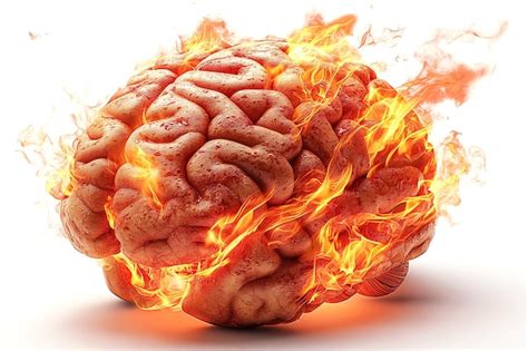 Premium Photo Burning Human Brain On Fire On White Isolated Background