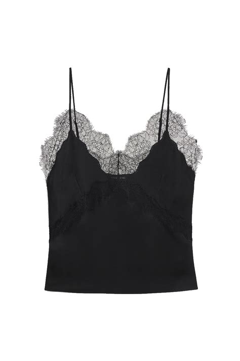 Top Camisole Amelie Donna Nero In Seta Anine Bing D