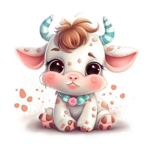 Premium Photo | Cute baby cow sublime watercolor