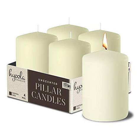 Hyoola 2 X 3 Ivory Unscented European Made Pillar Candles Dripless Paraffin Wax With Smokeless