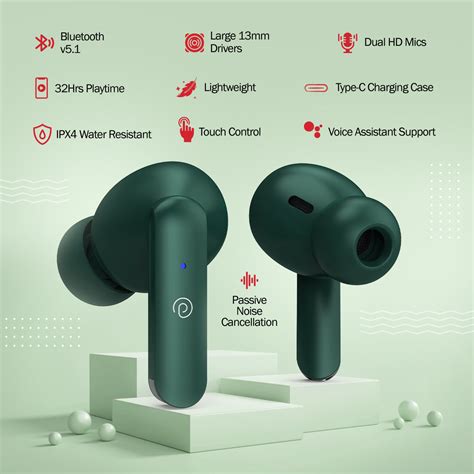 pTron Bassbuds Air In-Ear TWS Earbuds with 13mm Driver for Immersive S ...