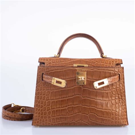 Hermès Kelly 20 Mini II Sellier Gold Matte Alligator with Gold Hardware