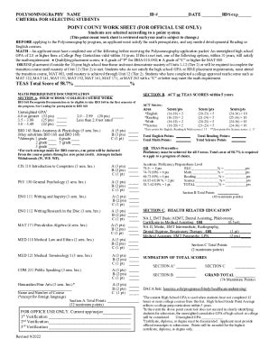 Fillable Online Polysomnography Point Count Worksheet Fax Email Print