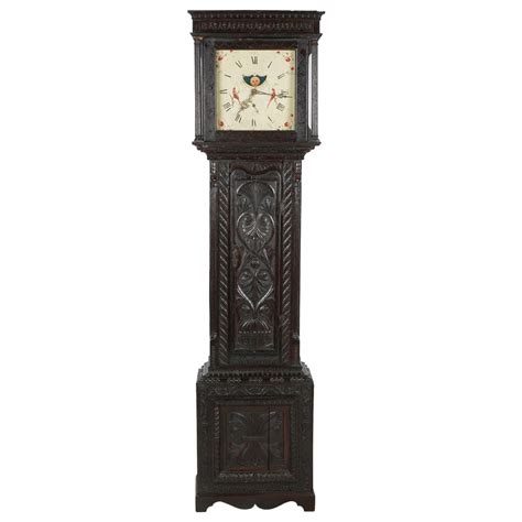 Tk1 100 17th Century English Jacobean Style Oak Tall Case Clock — Work