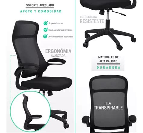 Silla Sillón Escritorio Ejecutiva Oficina Ergonomica Mesh Color Negro