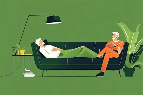 Premium Photo A Man Lying On The Couch Talking To His Psychologist