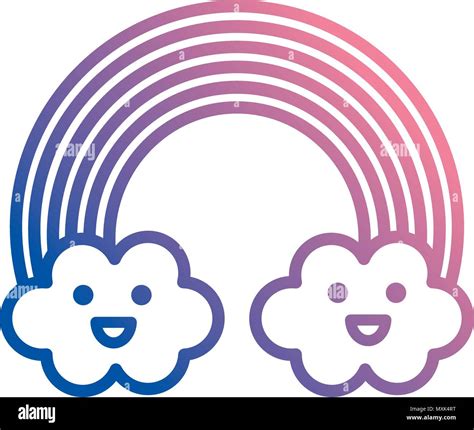 Cute Rainbow With Clouds Kawaii Characters Stock Vector Image Art Alamy