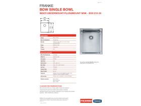 Franke Bow Bxx Single Bowl Inset Undermount Flushmount Sink