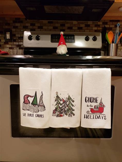 Christmas Kitchen Towels Waffle Weave Towels Kitchen Decor Etsy