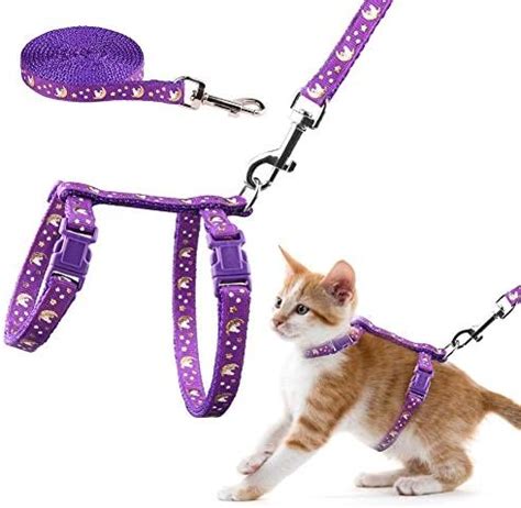 Basuppit Cat Harness And Leash Set Gold Moons Stars Soft Nylon Escape