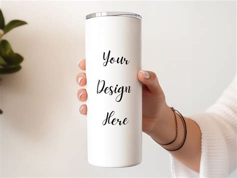 20 Oz Tumbler Mockup Tumbler PSD Mockup Skinny Tumbler Mockup Person ...