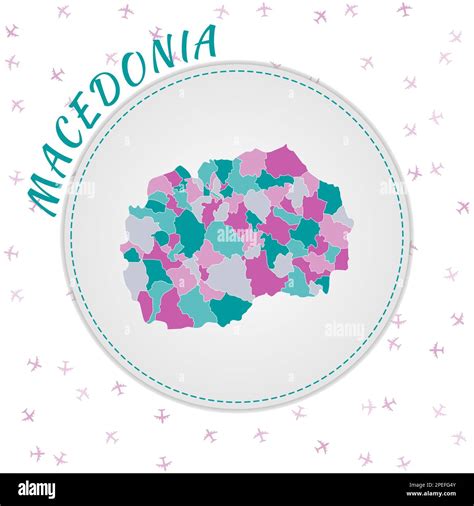 Macedonia Diseño De Mapas Mapa Del País Con Regiones En Paleta De