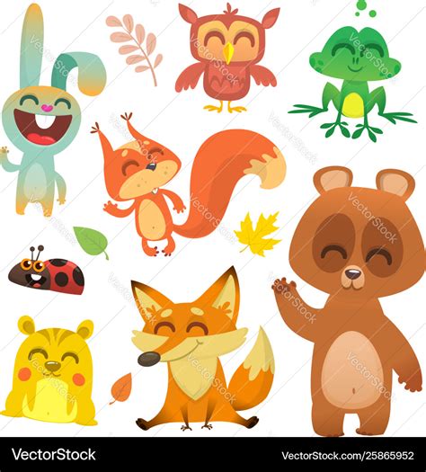 Cartoon woodland animals Royalty Free Vector Image