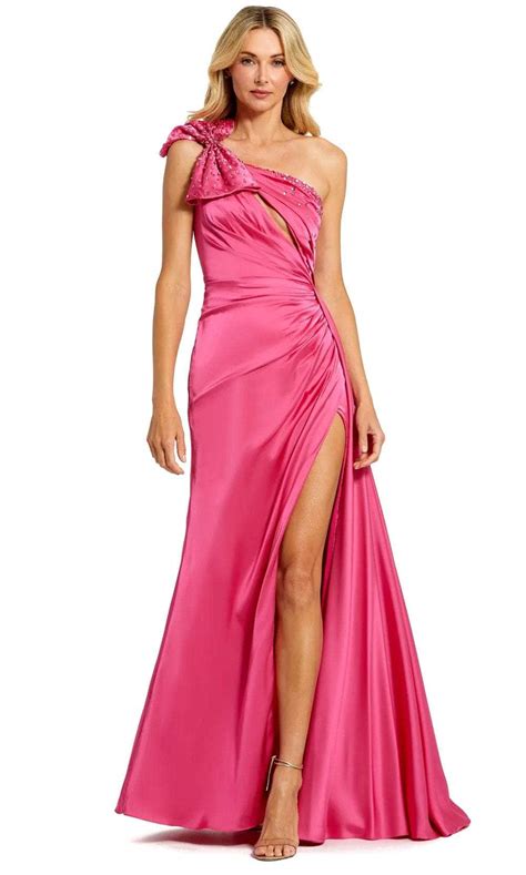 Mac Duggal 11788 Bow Accent One Shoulder Prom Gown Couture Candy