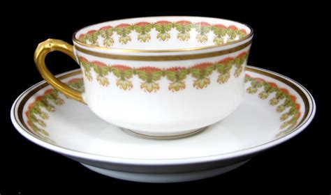 Edwardian Haviland Limoges Cup And Saucer Stylized Antique Gold French