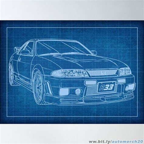 Nissan Gtr R Blueprint Poster Picture Metal Print Paint By Navin