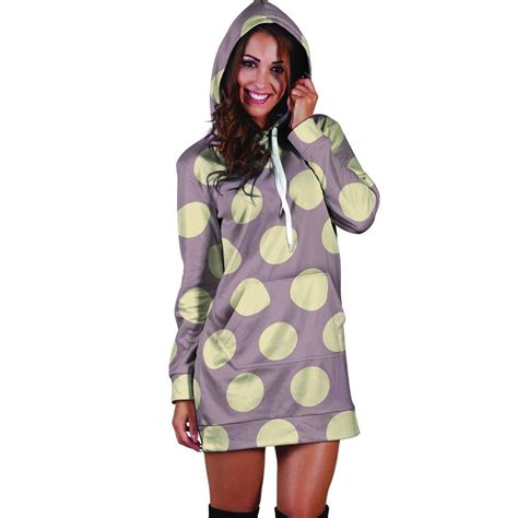 chocolate brown polka dot hoodie dress