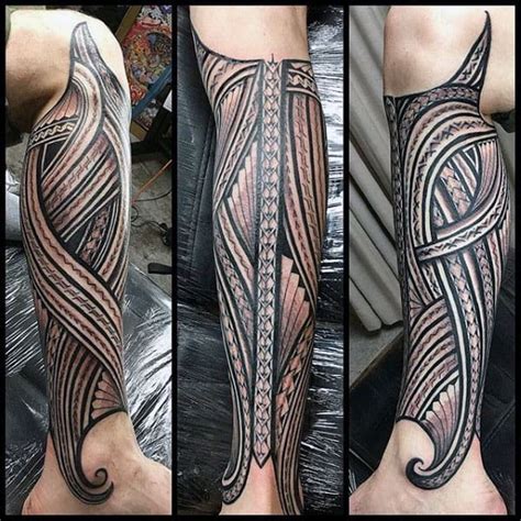 60 Tribal Leg Tattoos For Men - Cool Cultural Design Ideas