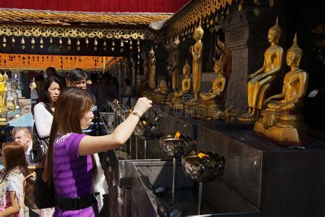 People Pray At The Wat Phra That Doi Suthep Buddhist Temple In Chiang