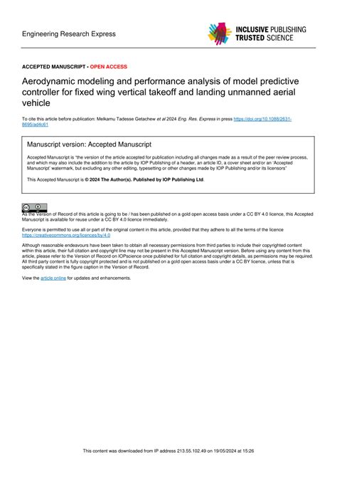 PDF Aerodynamic Modeling And Performance Analysis Of Model Predictive