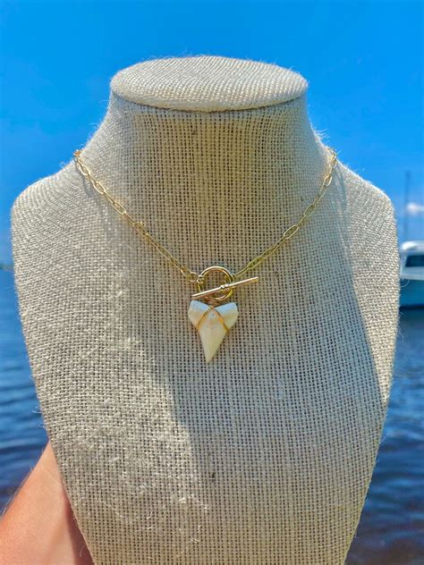 K Gold Plated Shark Tooth Necklace Etsy