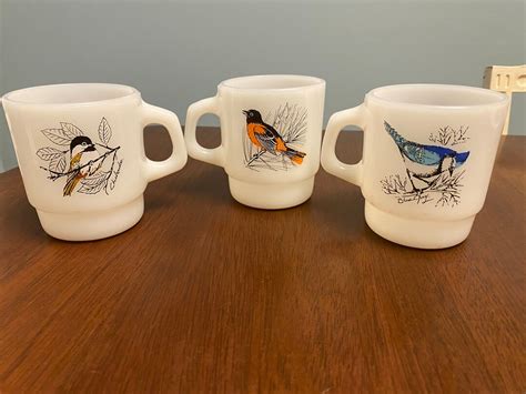 Fire King Coffee Mugs Fire King Milk Glass Coffee Mugs Fire King Bird Coffee Mugs Set Of 3