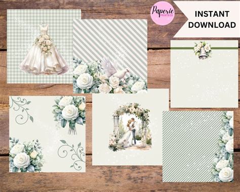 Wedding Scrapbook Kit Printable Elegant Wedding Digital Scrapbook Kit ...