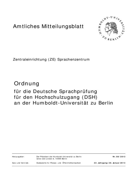 Ausfüllbar Online Sprachenzentrum der HU Berlin WICHTIGEHINWEISE Fax