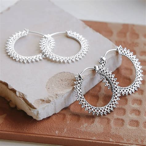 Sterling Silver Medina Hoop Earrings By Martha Jackson Sterling Silver