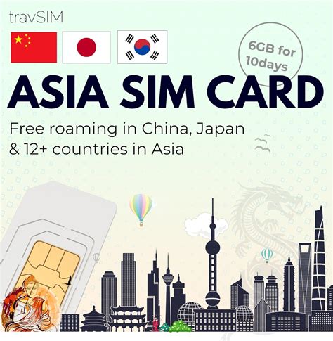 Travsim Asia Sim Card Gb Mobile Data Free Roaming In China Japan