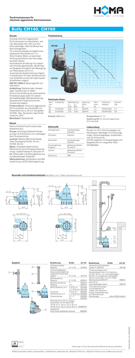 Homa Tauchpumpe Bully Ch F R Chemisch Aggressives Schmutzwasser