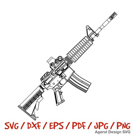 AR15 Rifle SVG AR-15 Silhouette SVG Gun svg Rifle svg Rifle png Rifle dxf Laser Cut Rifle Cricut ...