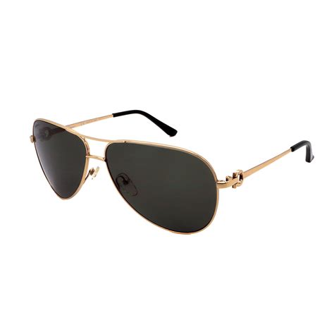 Mens Sf167 756 Aviator Sunglasses Gold Black Salvatore