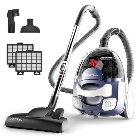 PINETAN Bagless Canister Vacuum Cleaner, with Double HEPA Filtration ...