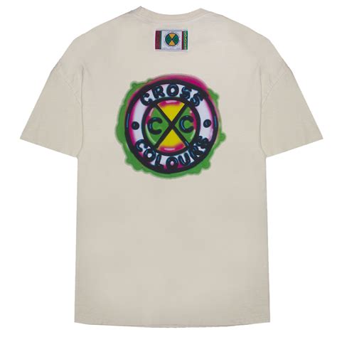 Cross Colours Airbrushed Classic Circle Logo T Shirt Off White