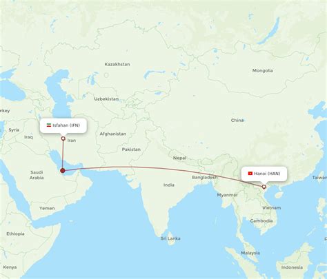 Flights From Hanoi To Isfahan HAN To IFN Flight Routes