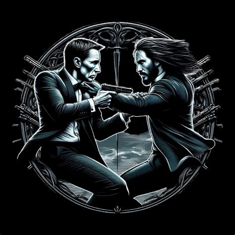 Camiseta Premium Unisex James Bond Vs John Wick De Think N Create