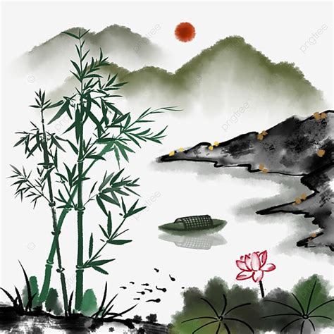 Chinese Ink Painting White Transparent Chinese Painting Ink Bamboo