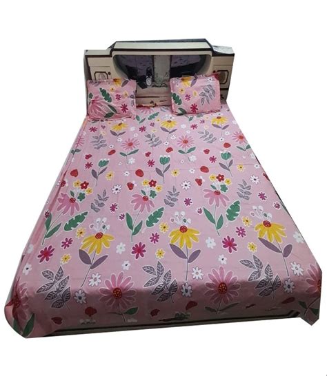 Floral Print Pink Queen Size Cotton Bed Sheet For Home At Rs Set