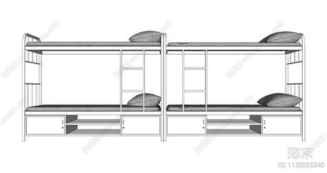 现代高低床su模型下载【id1132055240】知末su模型网