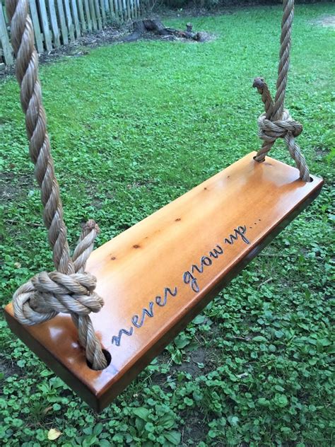 Never Grow Up Wooden Rope Swing Natural Wood Tree Swing | Etsy