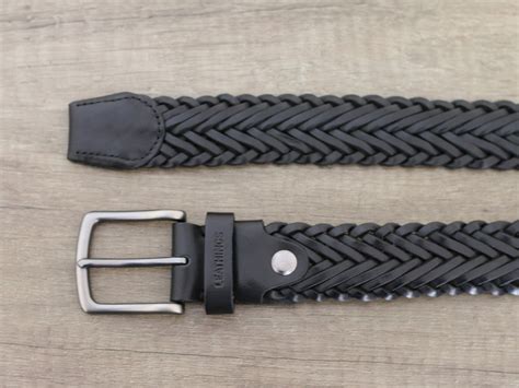 Black Braided Leather Belt Handcrafted Genuine Leather Hand Etsy