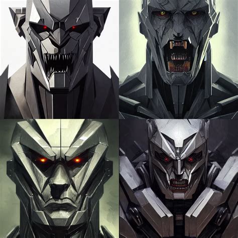 Portrait Of G1 Megatron Silver Angular Humanoid Face Stable