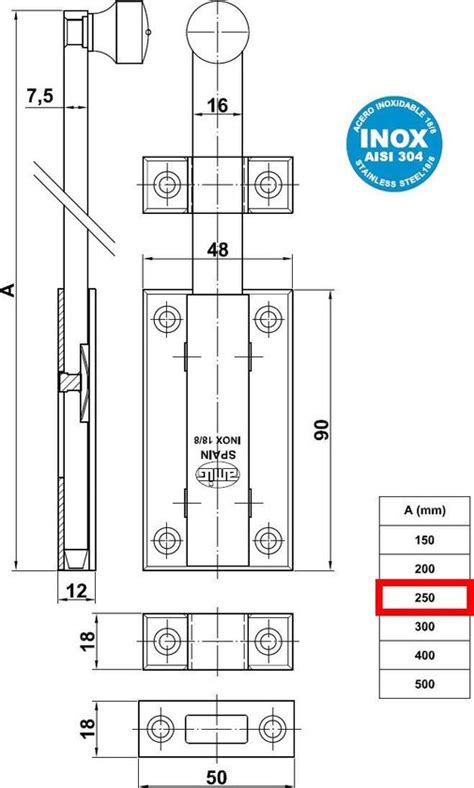 AMIG Poortslot 250mm RVS AISI 304 Professionele Kwaliteit