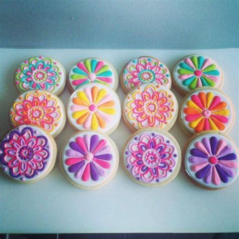 Funky Flower Round Cookies Pinwheel Cookies Christmas Cookies