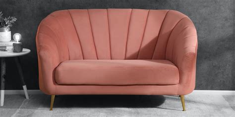 Buy Kaylee Velvet 2 Seater Sofa In Blush Pink Colour Online