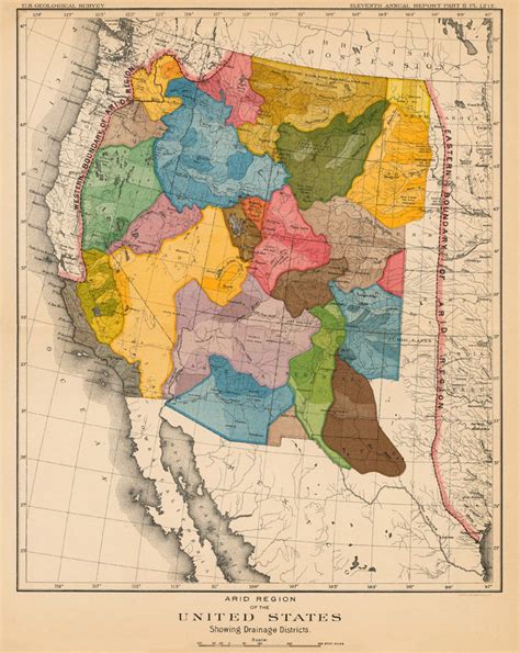 Watershed Map of the Arid Regions of Western US Print John - Etsy