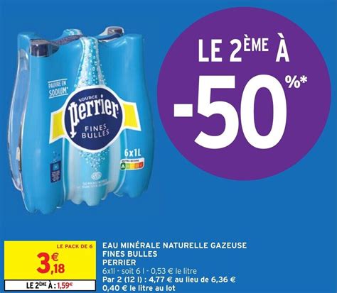 Promo Eau Min Rale Naturelle Gazeuse Fines Bulles Perrier Chez Intermarch