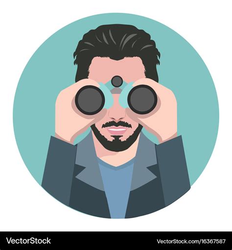 Man Looking Through Binoculars Royalty Free Vector Image